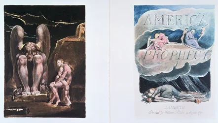 America a Prophecy: Frontispiz und Titelseite, die Orc, die Verkörperung der Energie, darstellt, 1793